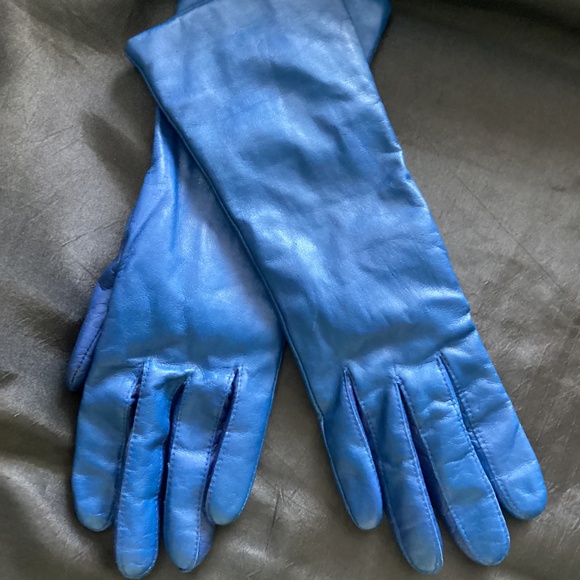 Leather gloves blue 6 1/2 - Picture 3 of 3